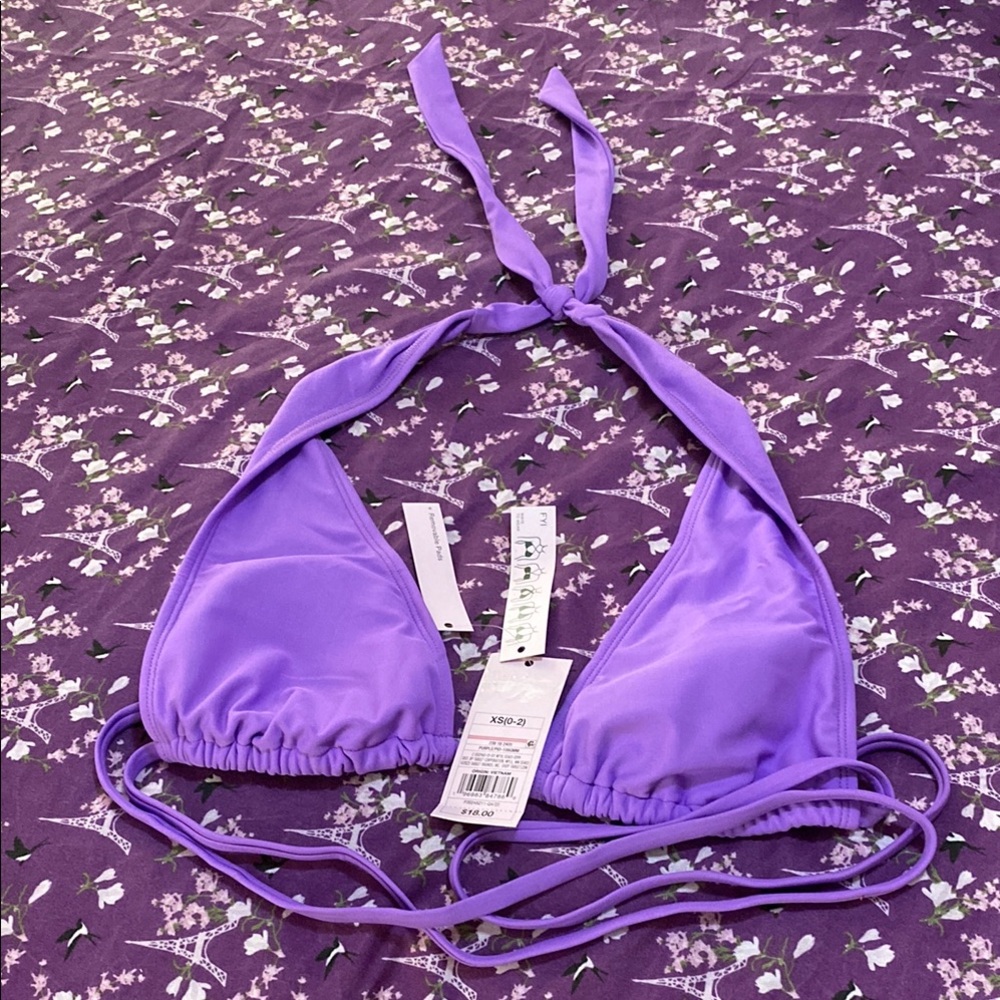 Purple Women's Halter Triangle Bikini Top - Unbranded